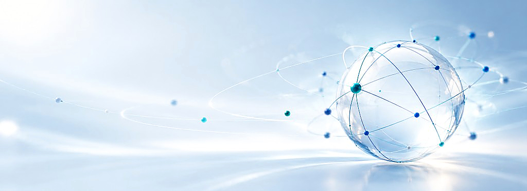Bright conceptual sphere with human connection lines and points