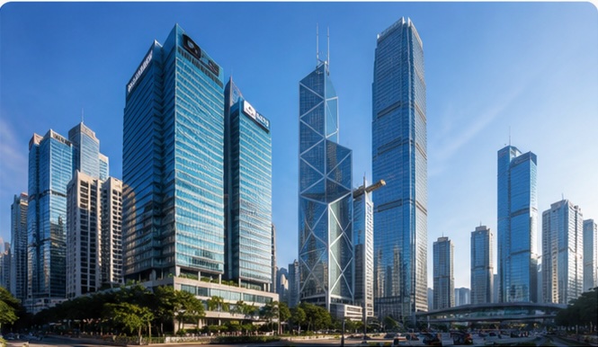 Hong Kong Central commercial towers including the Bank of China Tower